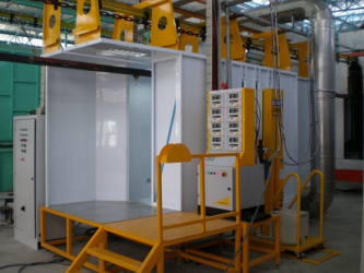 Automatic powder coating booth
